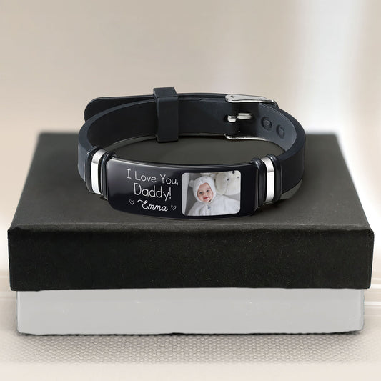 Custom I Love You Daddy Father's Day Gift - Personalized Photo Bracelet