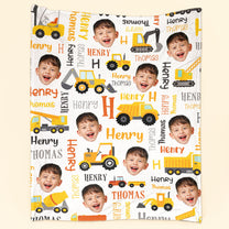 Custom Kid Face Construction  - Personalized Baby Photo Blanket