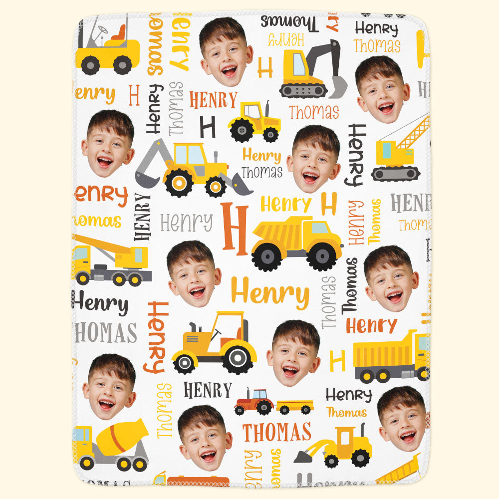 Custom Kid Face Construction  - Personalized Baby Photo Blanket