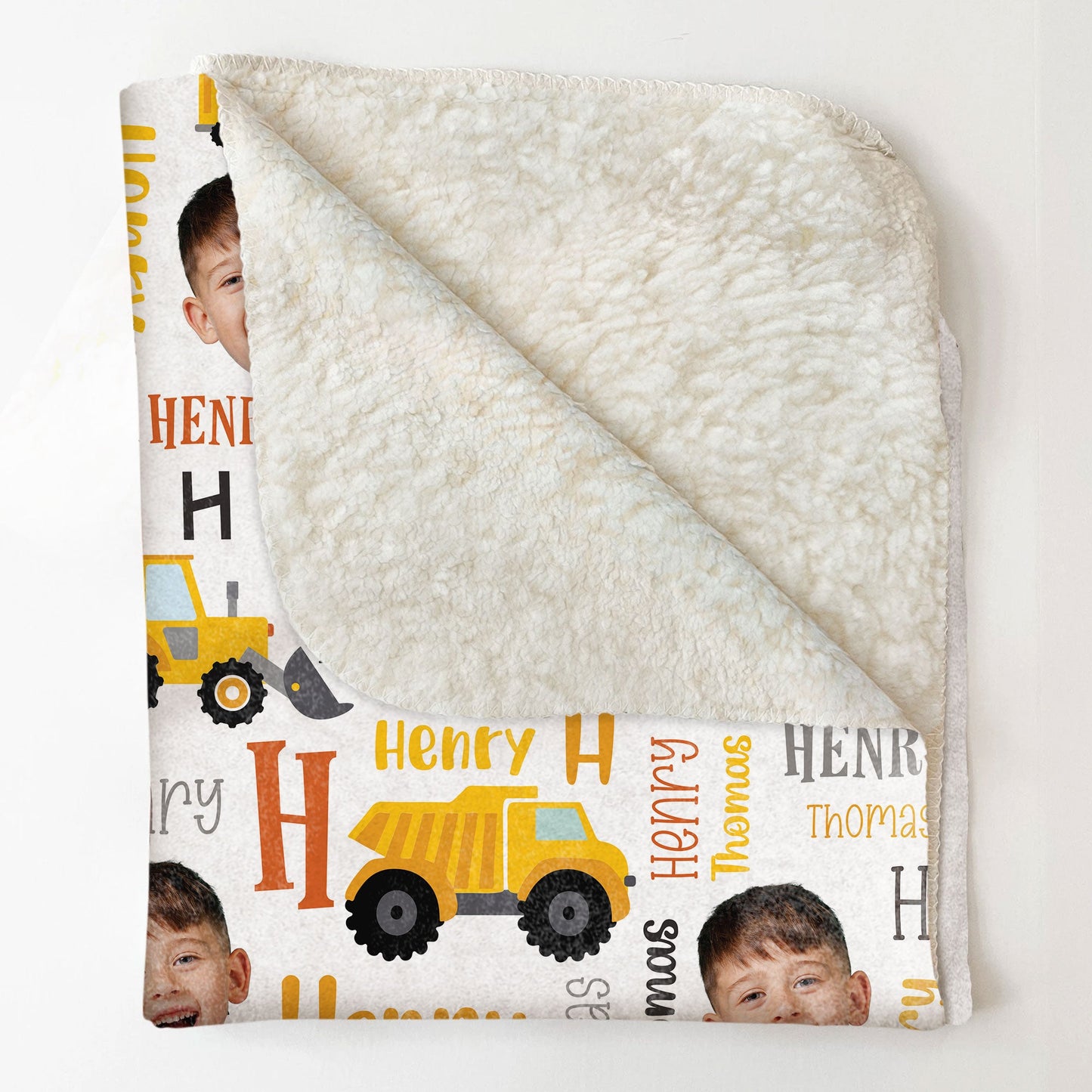 Custom Kid Face Construction  - Personalized Baby Photo Blanket