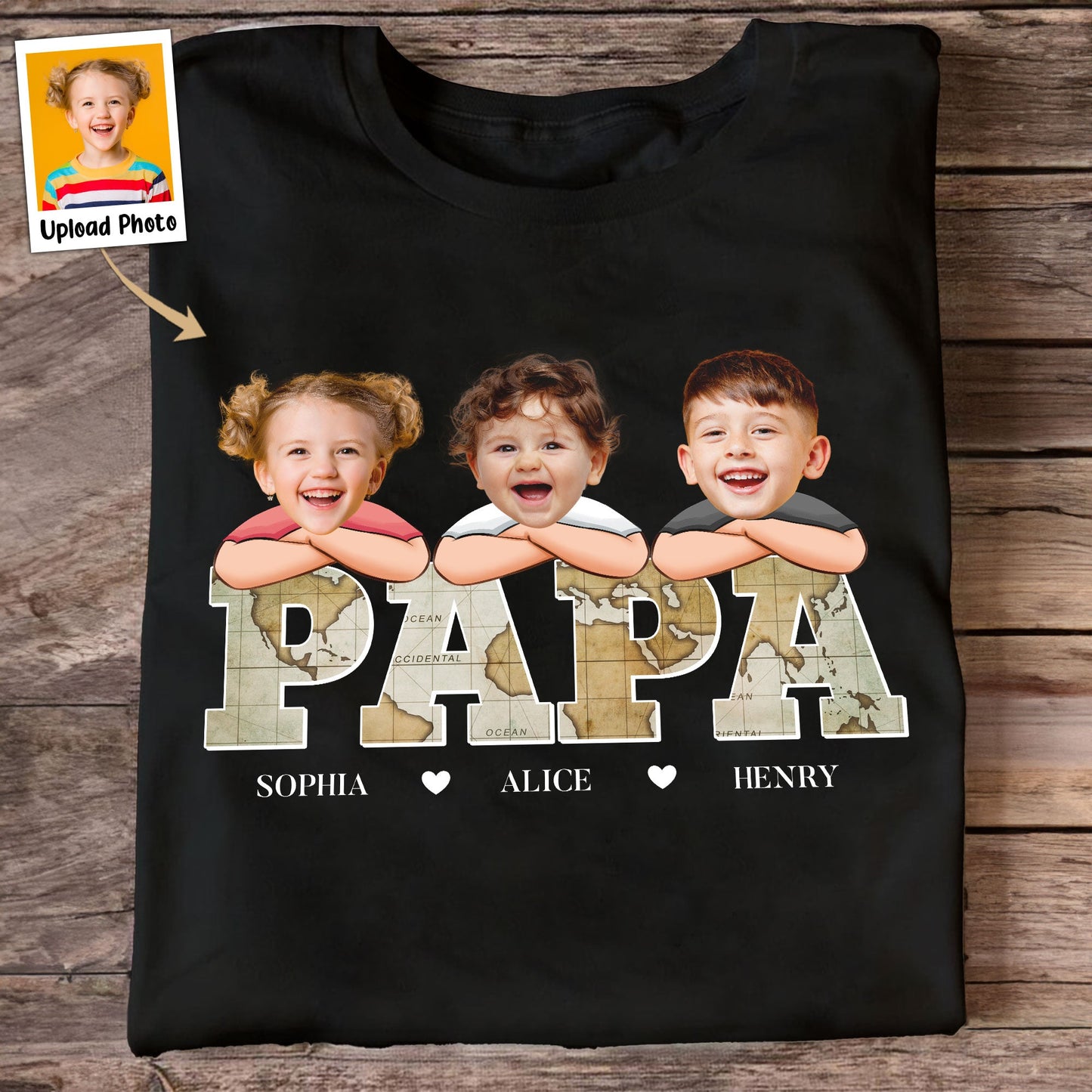 Custom Kid Face Papa - Personalized Photo Shirt