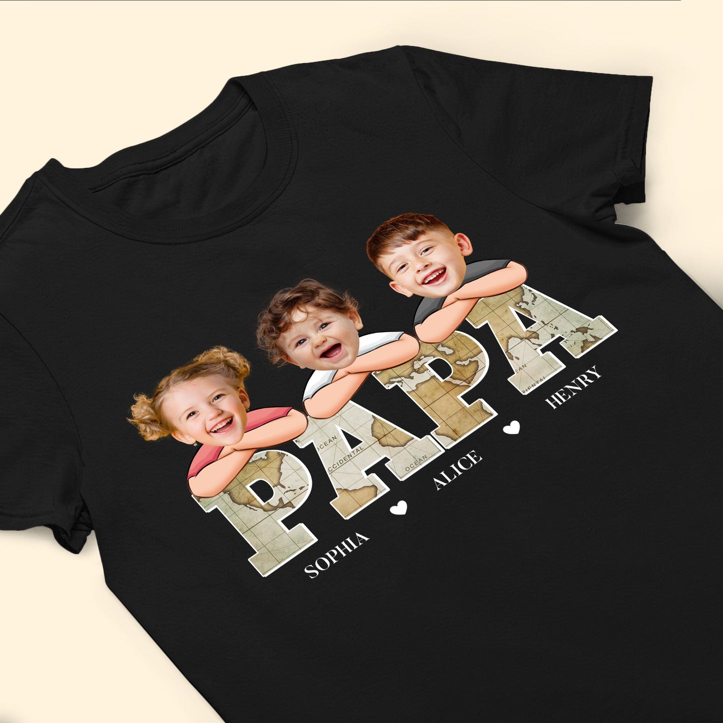 Custom Kid Face Papa - Personalized Photo Shirt