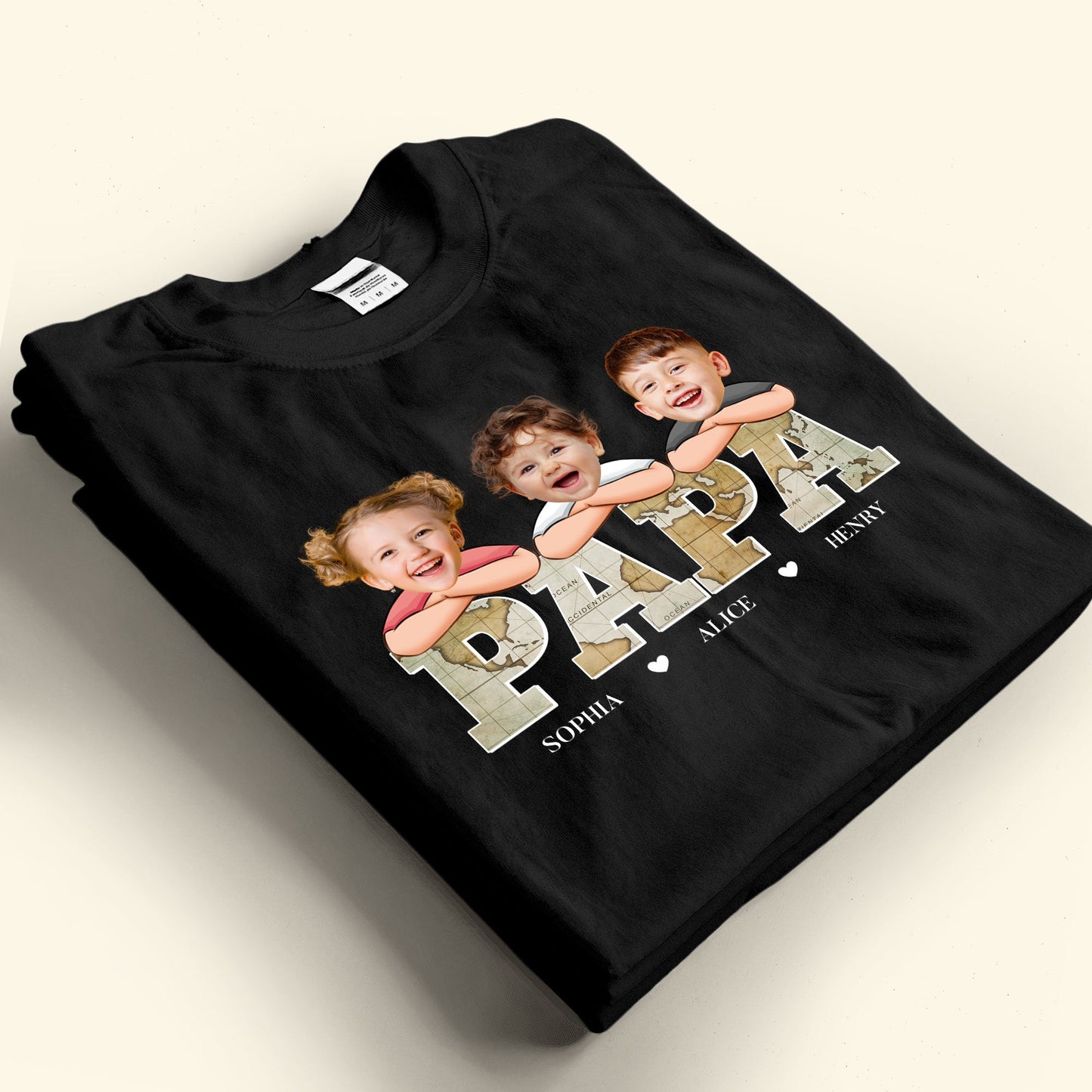 Custom Kid Face Papa - Personalized Photo Shirt