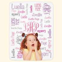 Custom Kid Photo Monogram Name - Personalized Kid Photo Blanket