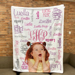 Custom Kid Photo Monogram Name - Personalized Kid Photo Blanket