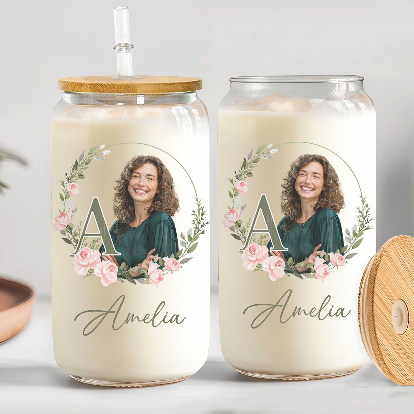 Custom Name And Photo - Personalized Photo Clear Glass Cup