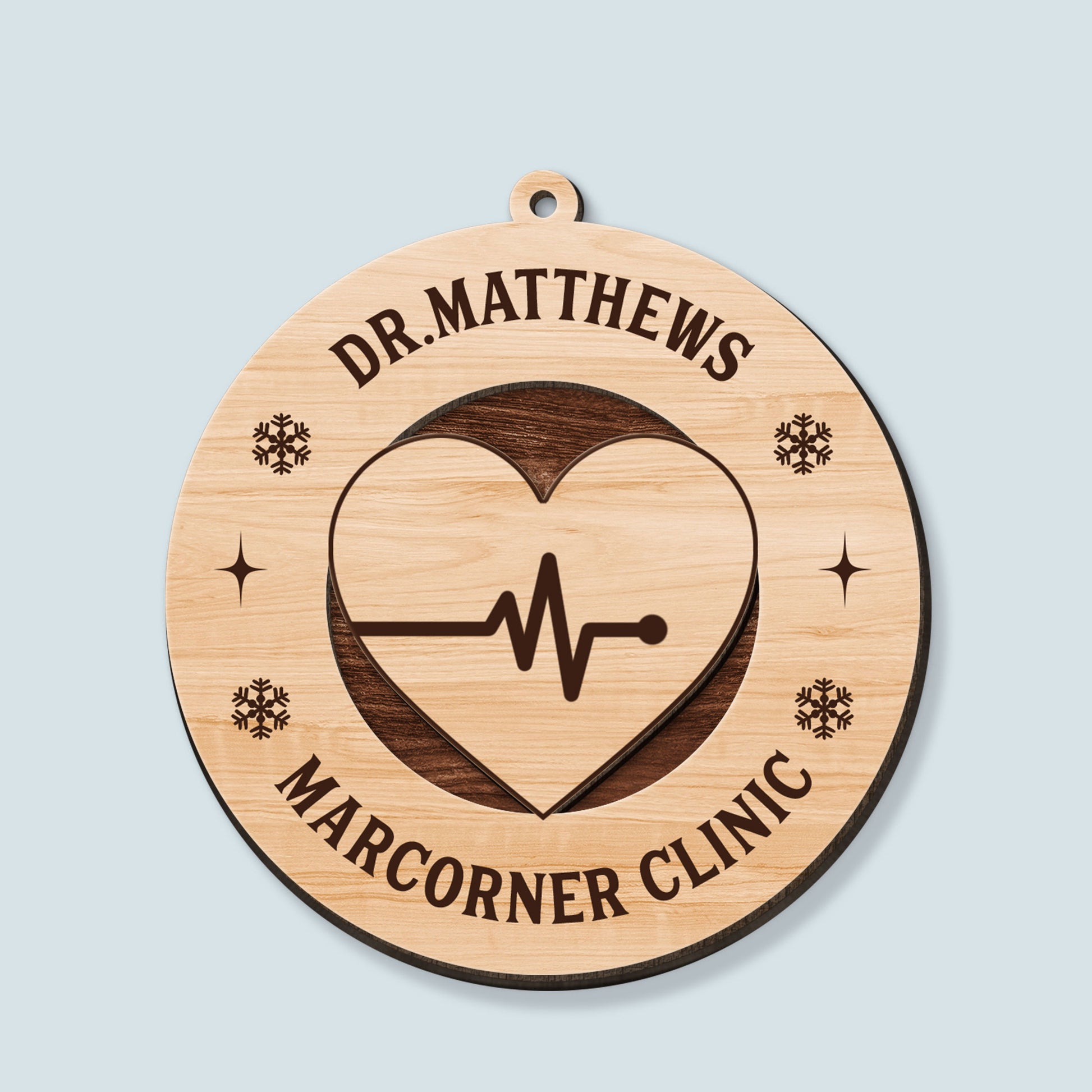 Custom Name Nurses, Doctors, Pharmacist And Hospital, Clinic Name - Personalized 2 Layers Wooden Ornament - Christmas Gift For Nurses, doctors, pharmacist,
