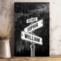 Custom Name Street Sign Star Map Wedding Couple Gift - Personalized Wrapped Canvas