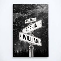 Custom Name Street Sign Star Map Wedding Couple Gift - Personalized Wrapped Canvas