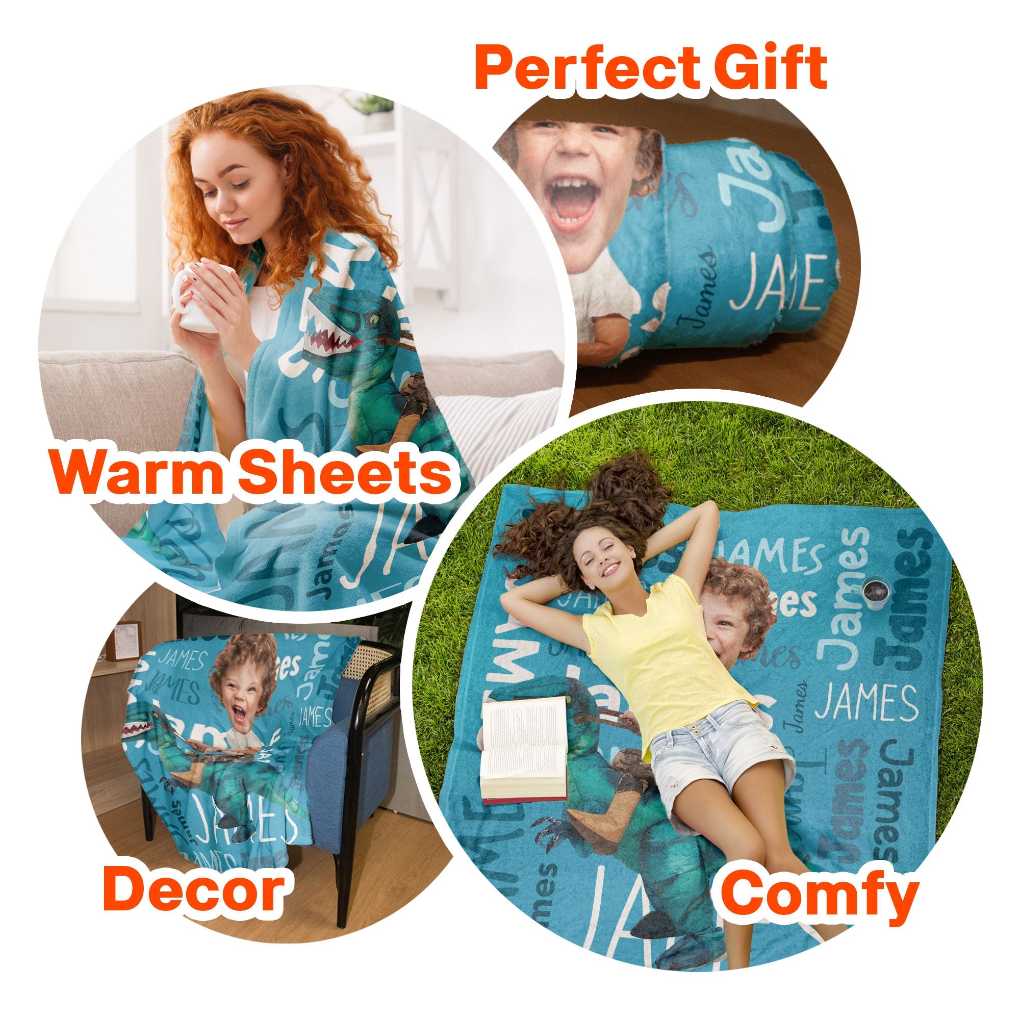 Custom Name Swaddle For Kids, Grandkids - Personalized Kid Photo Blanket