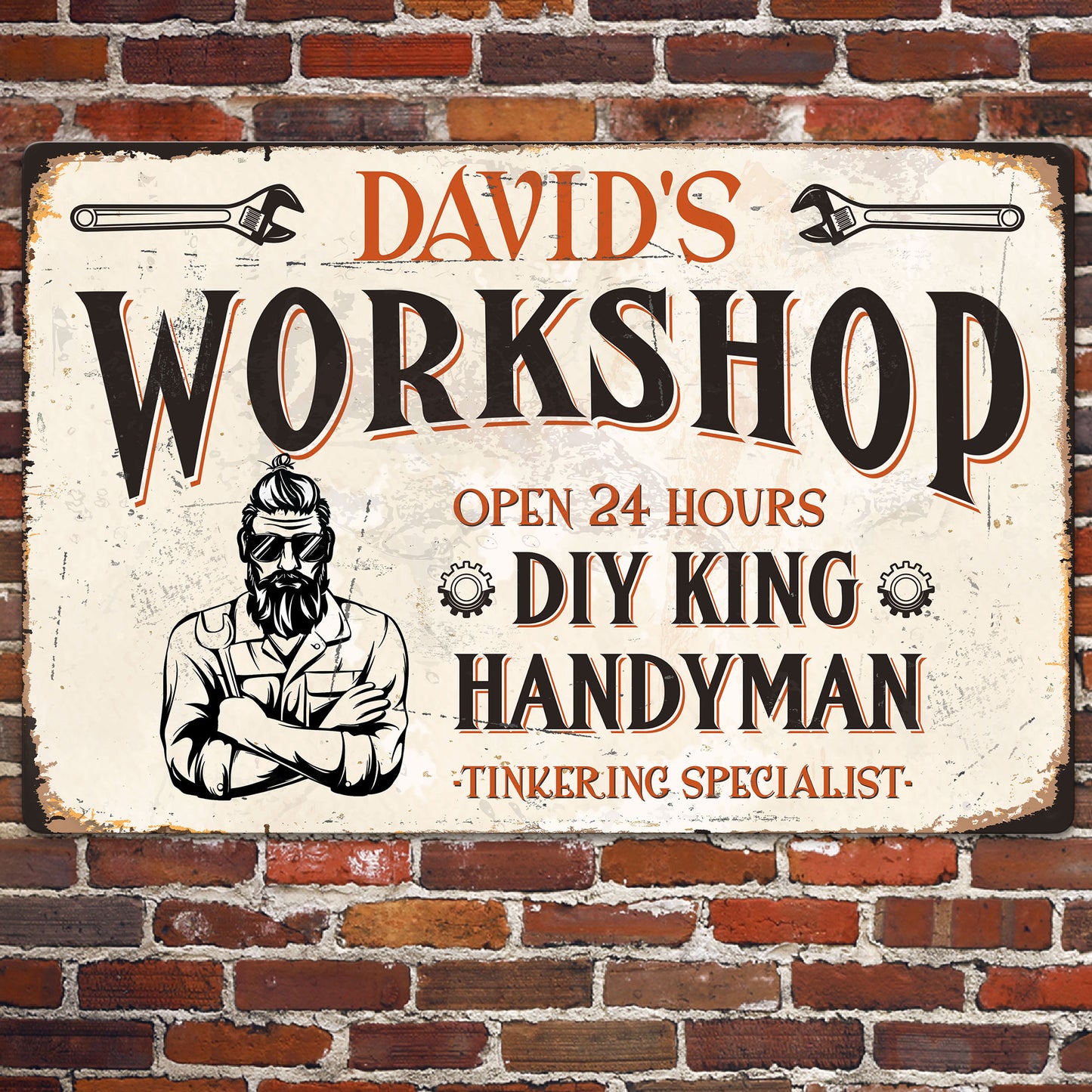 Custom Name Workshop, Open 24 Hours - Personalized Metal Sign