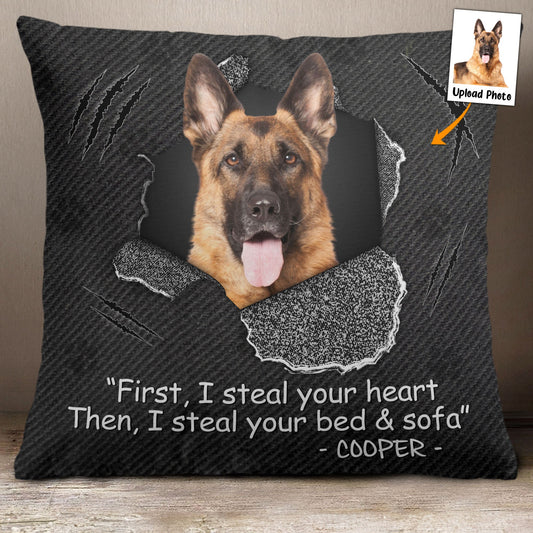 Custom Pet Face Steal Your Heart - Personalized Photo Pillow (Insert Included)