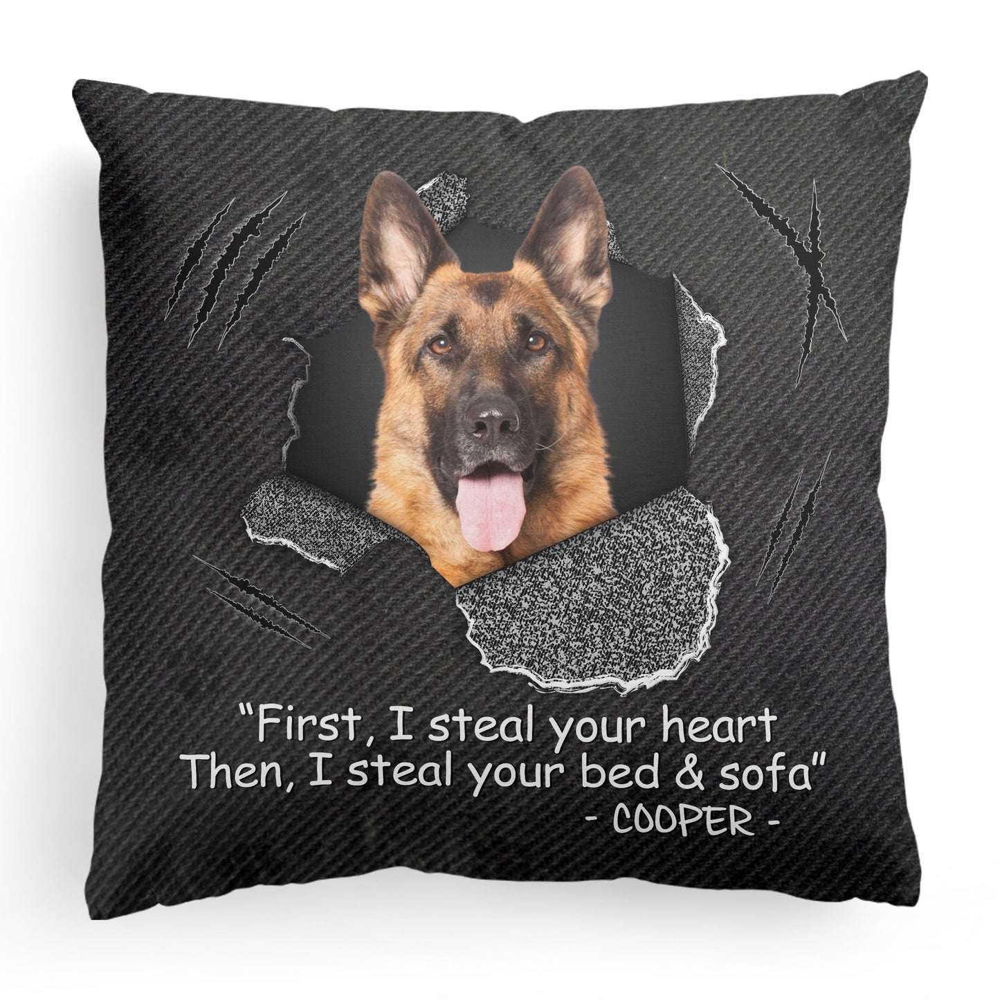 Custom Pet Face Steal Your Heart - Personalized Photo Pillow (Insert Included)