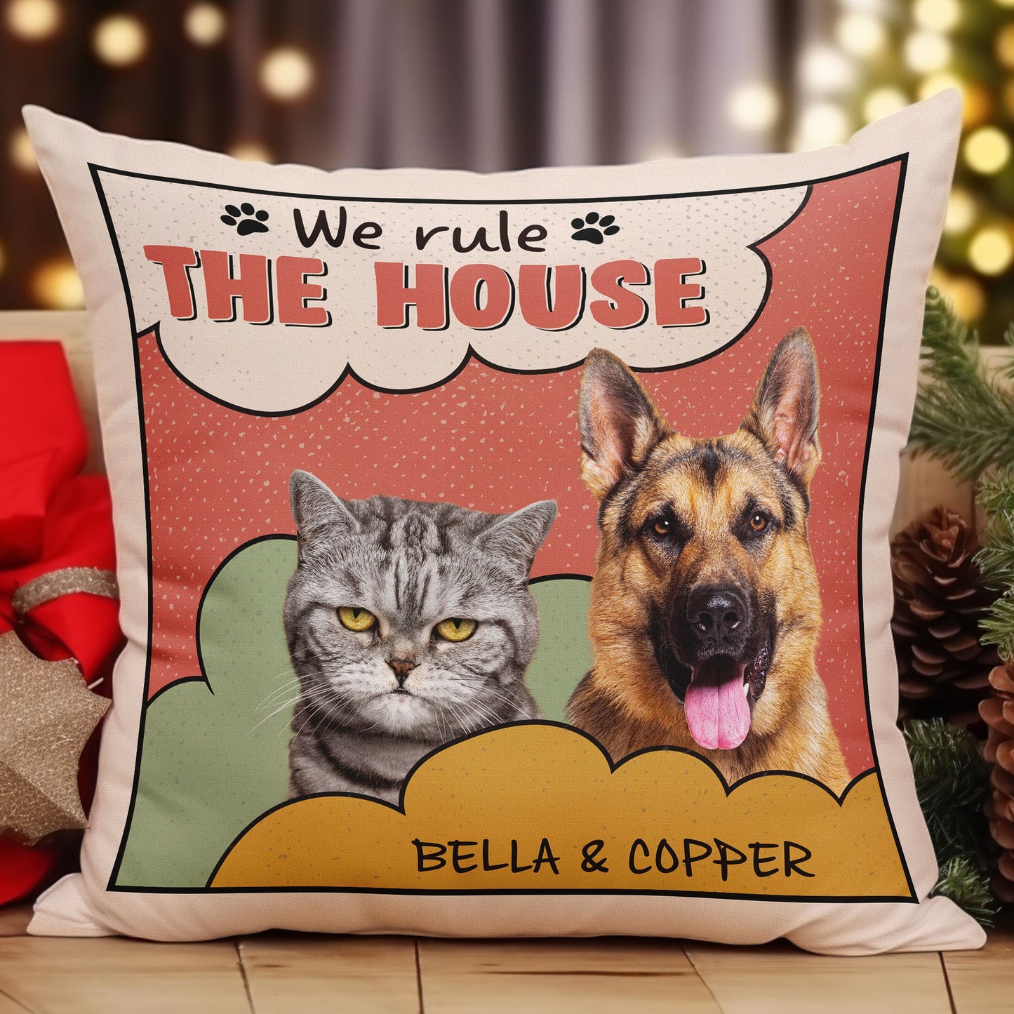 Custom Pet Photo We Rule The House  - Personalized Photo Pillow (Insert Included)