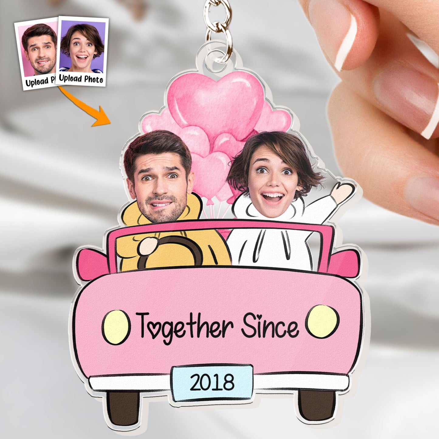 Custom Photo Couple  - Personalized Acrylic Photo Keychain