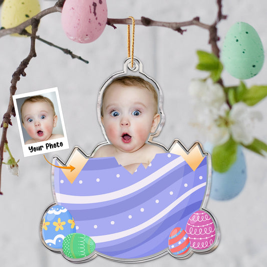 Custom Photo Egg Crack Easter Kid Family Gift - Personalized Photo Easter Ornament