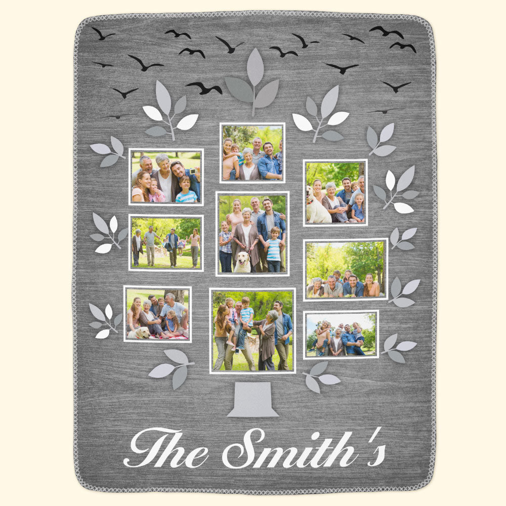 Custom Photo Family Tree Of Life - Personalized Photo Blanket