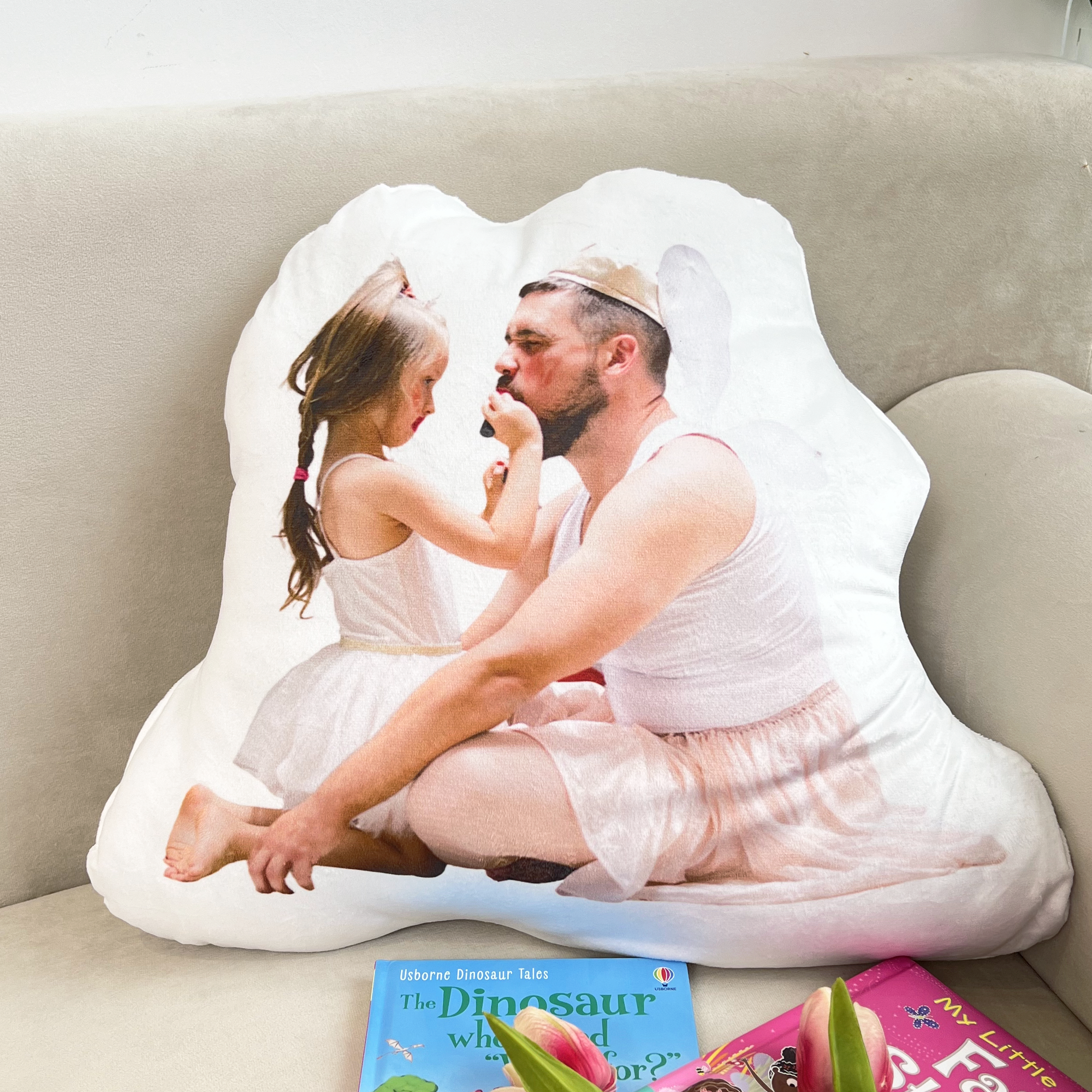 Custom Photo Funny Dad & Kids Moments - Personalized Photo Custom Shaped Pillow