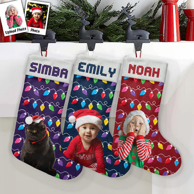 Custom Photo Funny Led Light Kids, Pet, Family - Personalized Photo Stocking