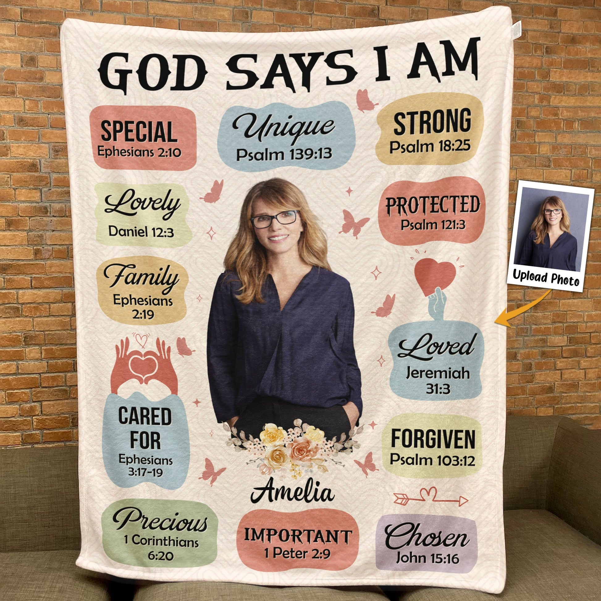 Custom Photo God Says I Am - Personalized Photo Blanket