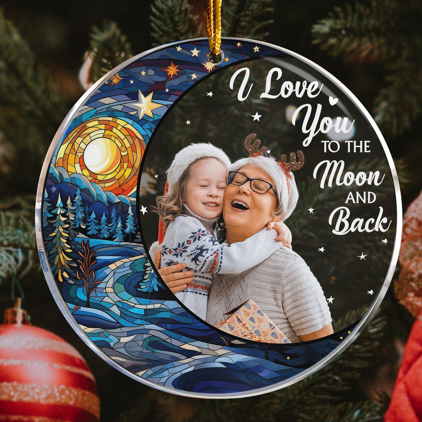 Custom Photo Grandparents & Kids - Personalized Acrylic Photo Ornament