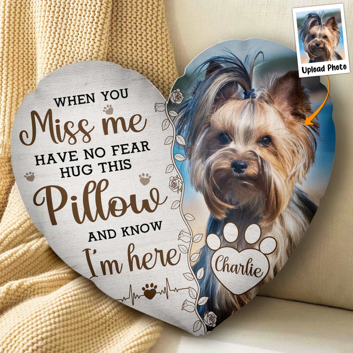 Custom Photo Hug This & Know I'M Here  - Personalized Photo Custom Shaped Pillow