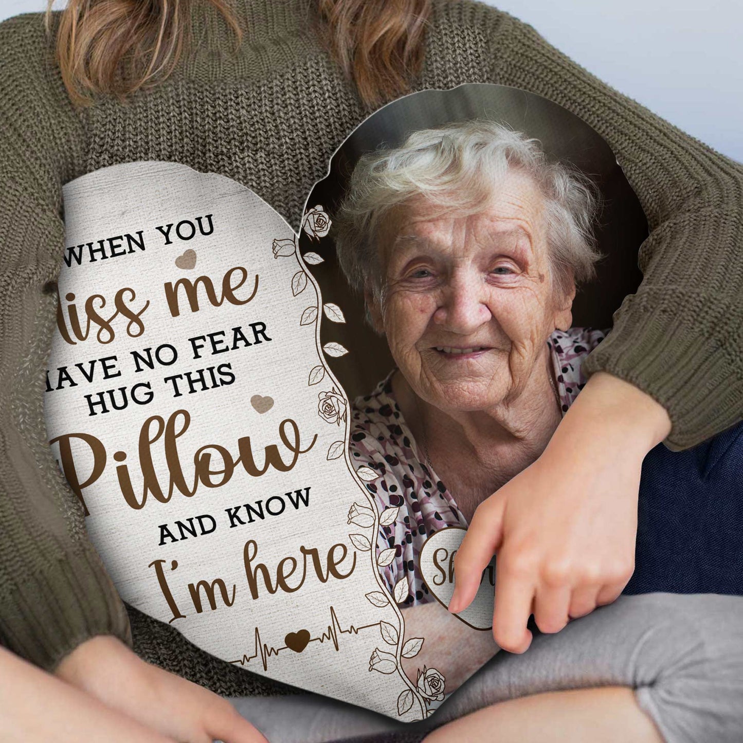 Custom Photo Hug This & Know I'M Here  - Personalized Photo Custom Shaped Pillow