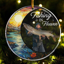 Custom Photo Fishing In Heaven - Personalized Acrylic Photo Ornament