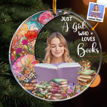 Custom Photo Just A Girl Who Loves Books - Personalized Acrylic Photo Ornament