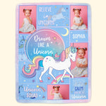 Custom Photo Name Unicorn For Girls, Daughter, Granddaughter - Personalized Baby Photo Blanket