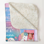 Custom Photo Name Unicorn For Girls, Daughter, Granddaughter - Personalized Baby Photo Blanket