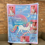 Custom Photo Name Unicorn For Girls, Daughter, Granddaughter - Personalized Baby Photo Blanket