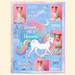 Custom Photo Name Unicorn For Girls, Daughter, Granddaughter - Personalized Baby Photo Blanket