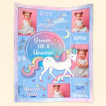 Custom Photo Name Unicorn For Girls, Daughter, Granddaughter - Personalized Baby Photo Blanket