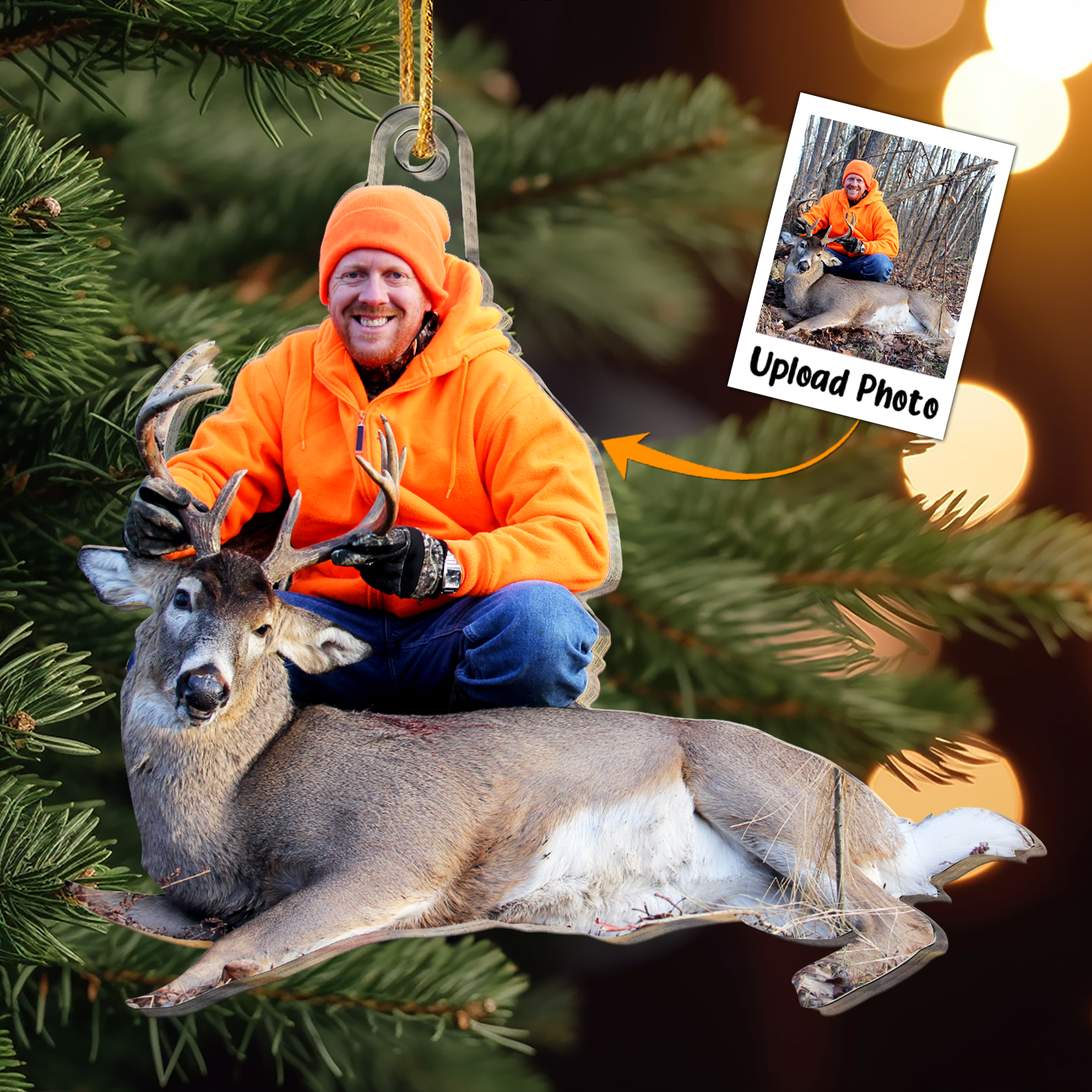 Custom Photo Ornament For Hunting Lovers - Personalized Hunting Photo Ornament