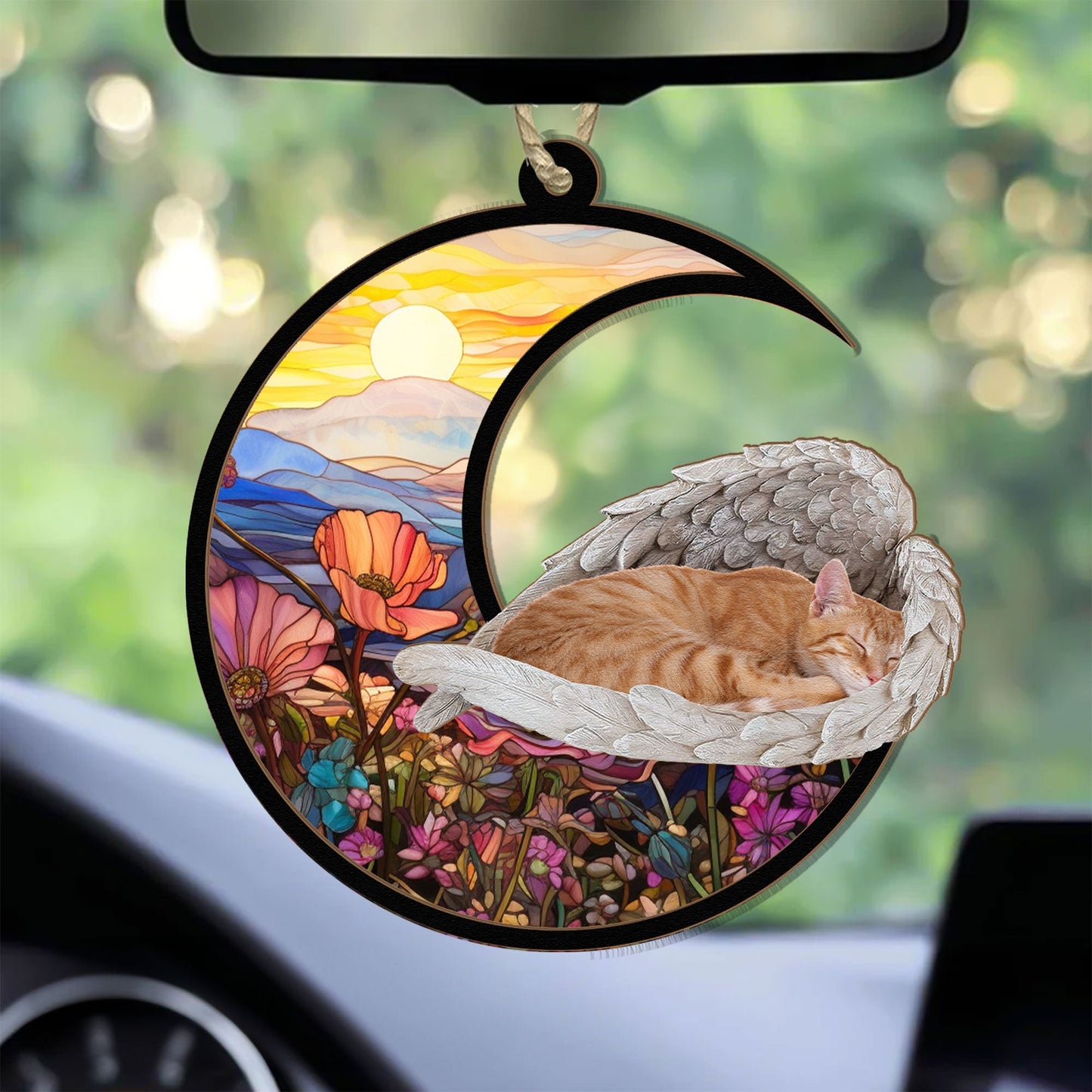 Custom Photo Pet With Angel Wings - Personalized Suncatcher Photo Ornament