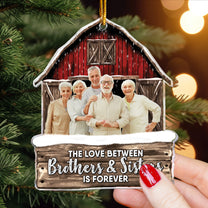 Custom Photo Red Barn Christmas Family - Personalized Acrylic Photo Ornament