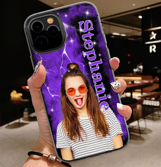 Custom Photo Retro Bootleg Rap 90S - Personalized Photo Clear Phone Case