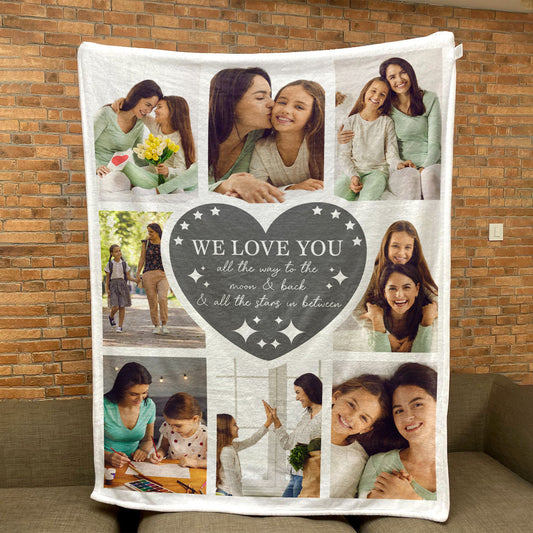 Custom Photo We Love You Mom - Personalized Photo Blanket