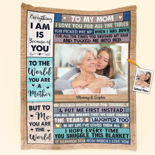 Custom Photo We Love You, Mom - Personalized Photo Blanket