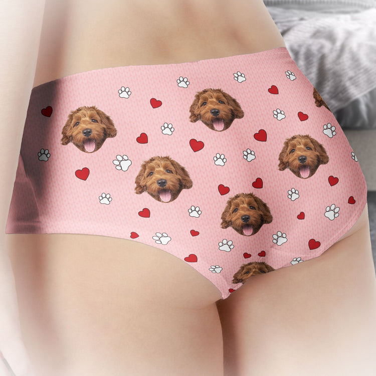 Custom Women's Brief With Pet Face - Personalized Photo Women's Low-Waisted Brief