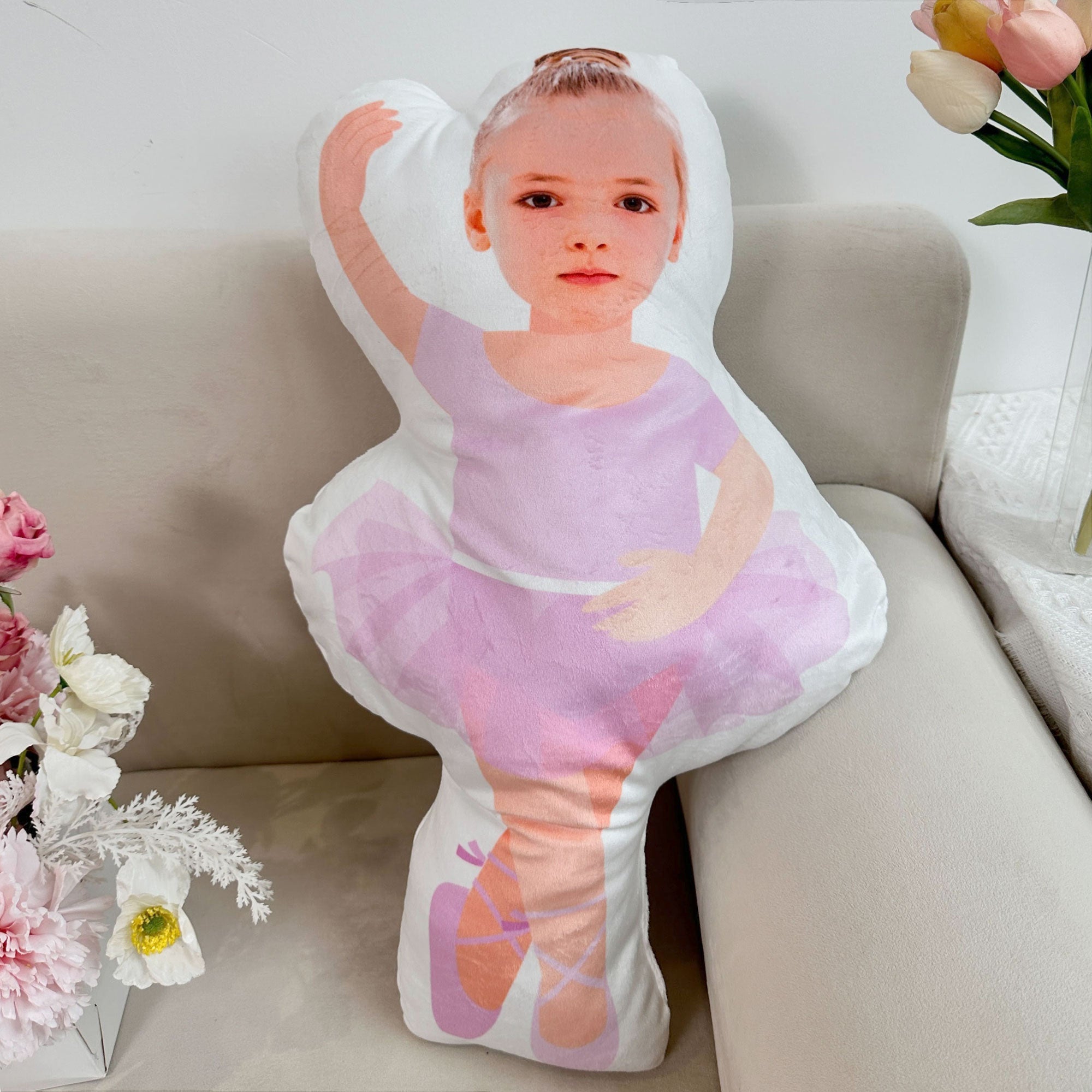 Cute Little Ballerina - Personalized Photo Custom Shaped Pillow