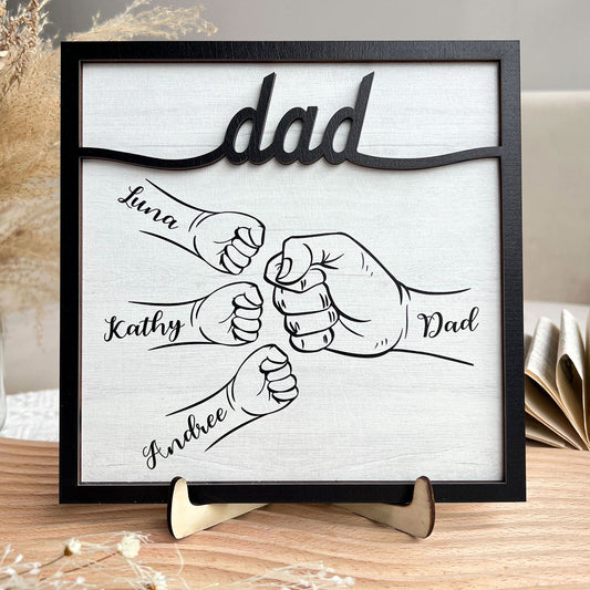 Dad Hand Bumps - Personalized Wooden Plaque