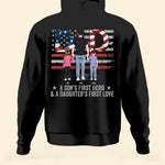 Dad, A Son's First Hero & A Daughter's First Love  - Personalized Back Printed Shirt
