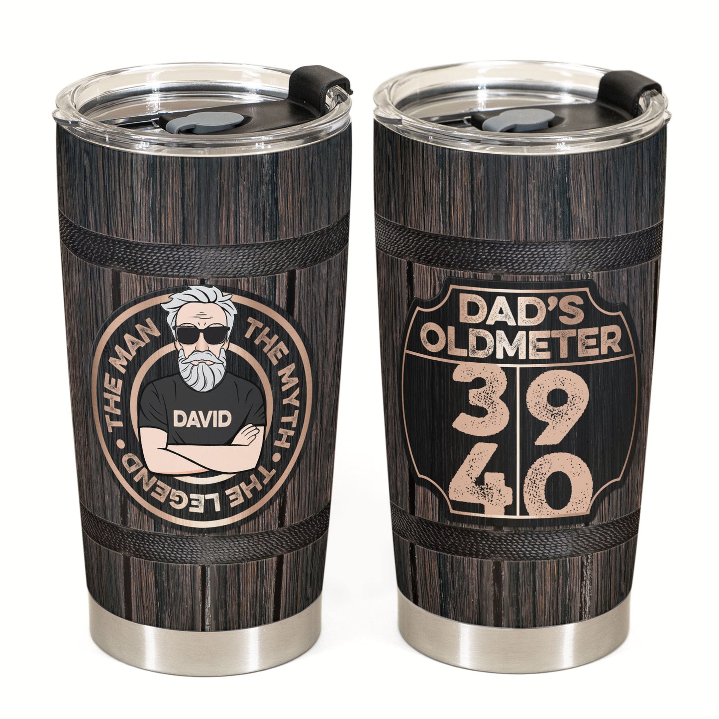 Dad's Oldmeter - Personalized Tumbler Cup - Birthday, Father's day Gift for Dad, Husband, Grandpa
