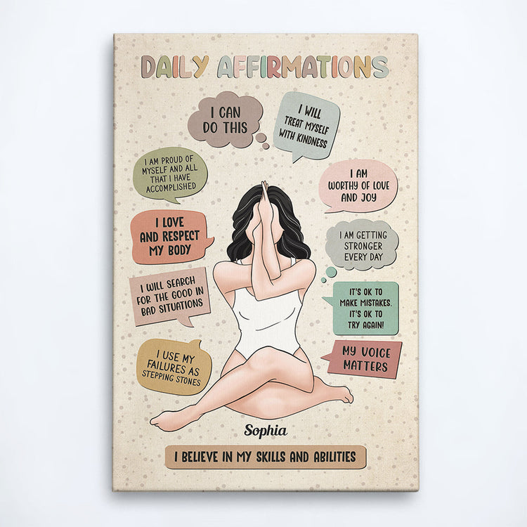 Daily Affirmations - Personalized Poster/Canvas - Encouragement Mantras Gift For Daughter, Friends, Sisters, Besties - Note To Self, Mental Health