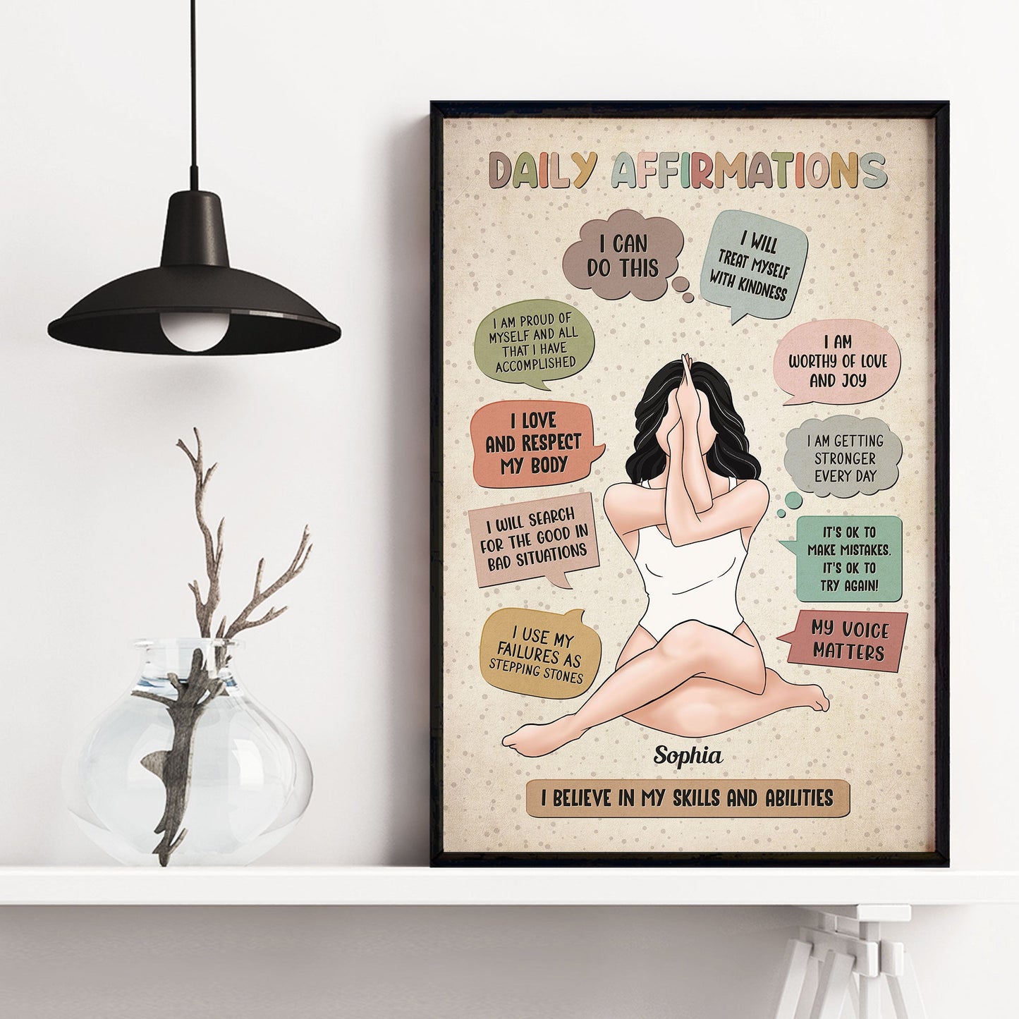 Daily Affirmations - Personalized Poster/Canvas - Encouragement Mantras Gift For Daughter, Friends, Sisters, Besties - Note To Self, Mental Health