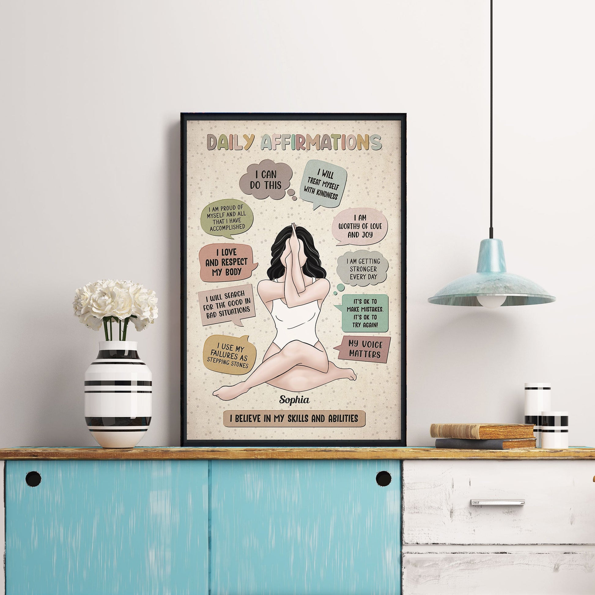 Daily Affirmations - Personalized Poster/Canvas - Encouragement Mantras Gift For Daughter, Friends, Sisters, Besties - Note To Self, Mental Health