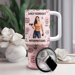 Daily Workout Affirmations - Personalized Photo 40oz Tumbler With Straw