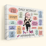 Daily Workout Affirmations - Personalized Poster/Wrapped Canvas - Birthday Gift For Fitness Lovers, Fitness Girls
